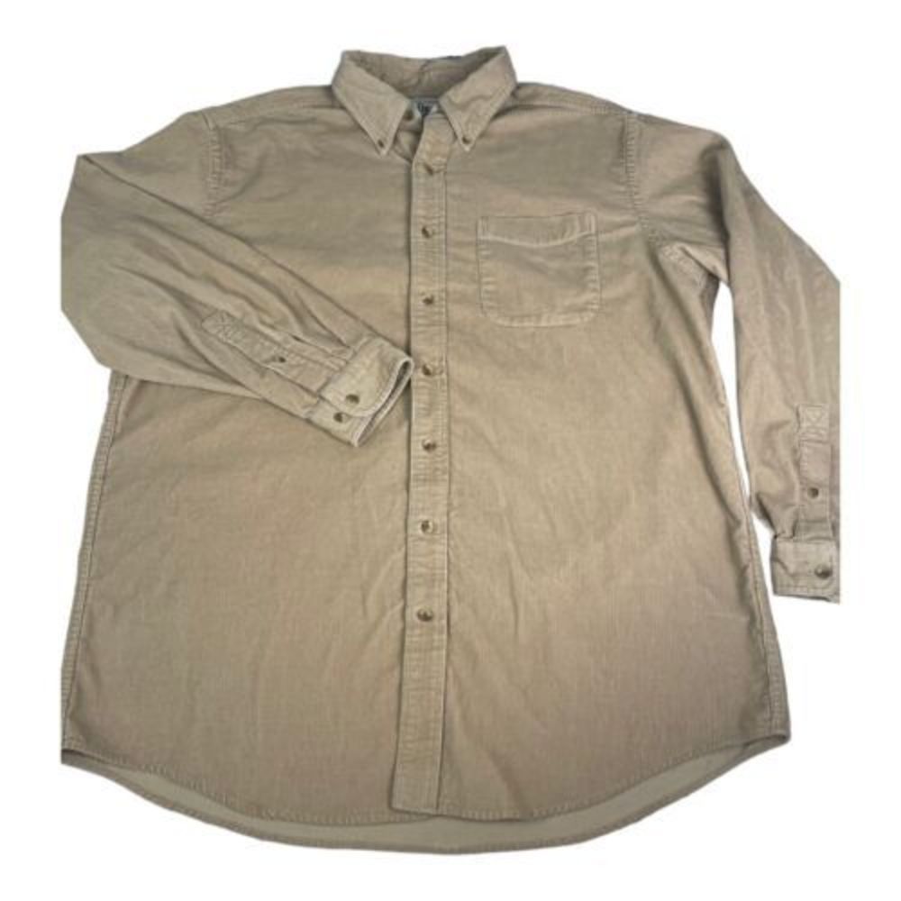 LL Bean Mens 90s‎ Corduroy Shirt Jacket Long Sleeve Outdoors Hiking Fish L Tall